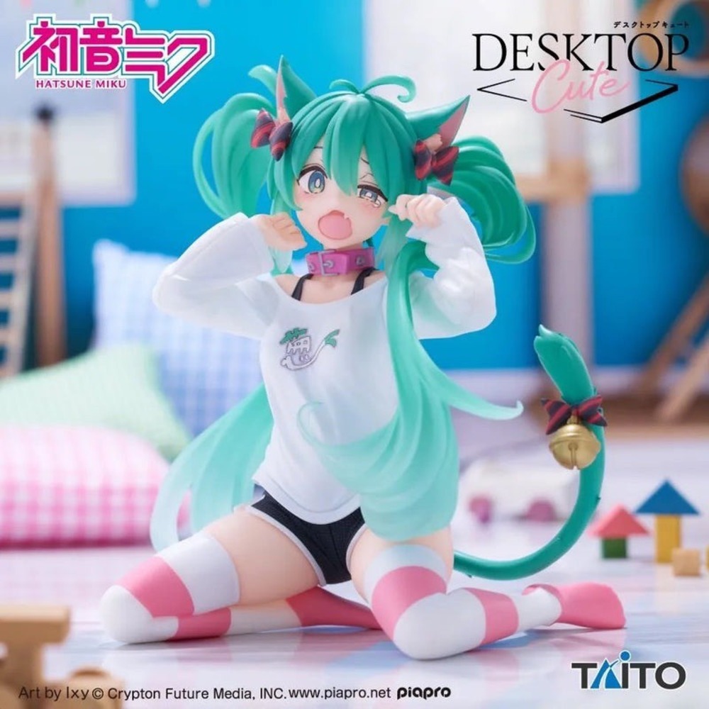 Taito Hatsune Miku Desktop Cute Figure Unisex OS Teal New Cat Ear Roomwear Ver